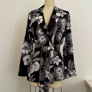 J. Crew Jacket Pants Tropical Floral Print Silk